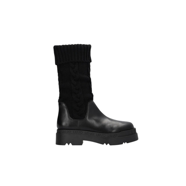 Stivali Donna con gambale in maglia Nero