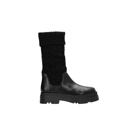 Stivali Donna con gambale in maglia Nero