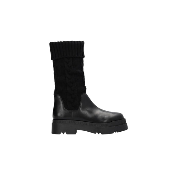 Stivali Donna con gambale in maglia Nero