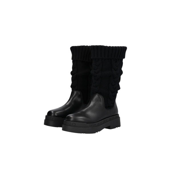 Stivali Donna con gambale in maglia Nero