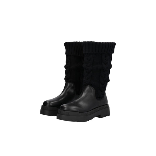 Stivali Donna con gambale in maglia Nero