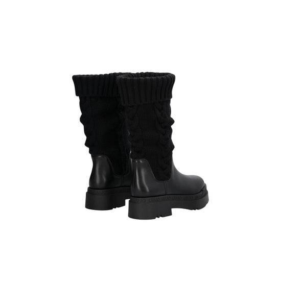 Stivali Donna con gambale in maglia Nero retro