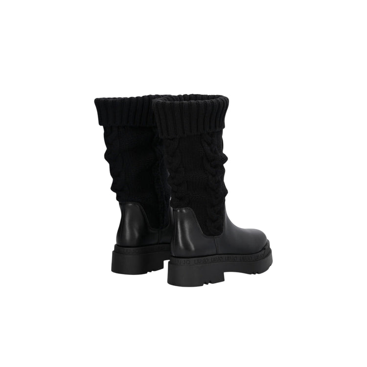 Stivali Donna con gambale in maglia Nero retro