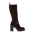 Stivale Donna in suede marrone scuro con tacco
