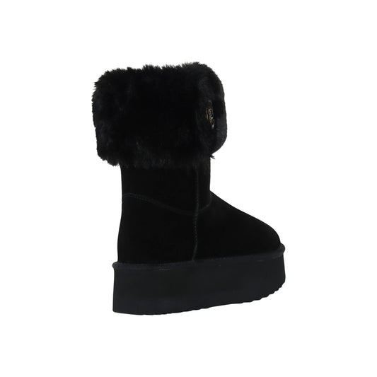 Stivaletto Donna in suede con platform Nero