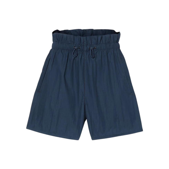 Shorts con vita alta stile sacchetto di carta con coulisse colore Blu