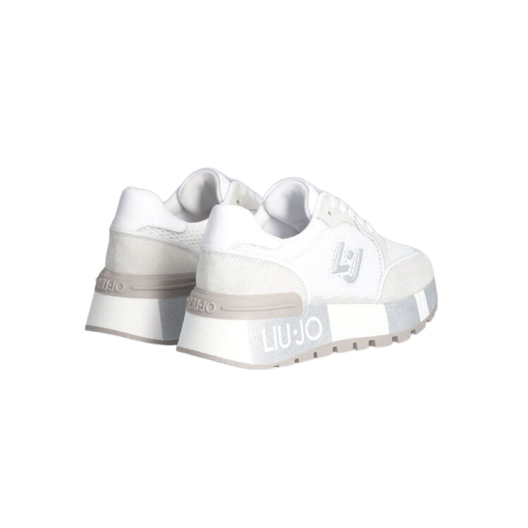 Retro Sneakers con platform glitterata colore Bianco