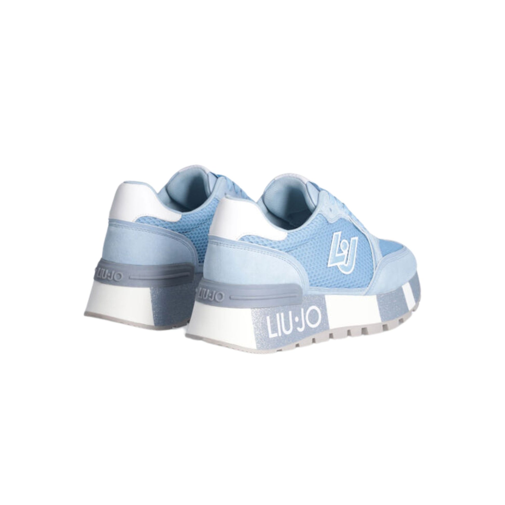 Retro Sneakers con platform glitterata colore Azzurro