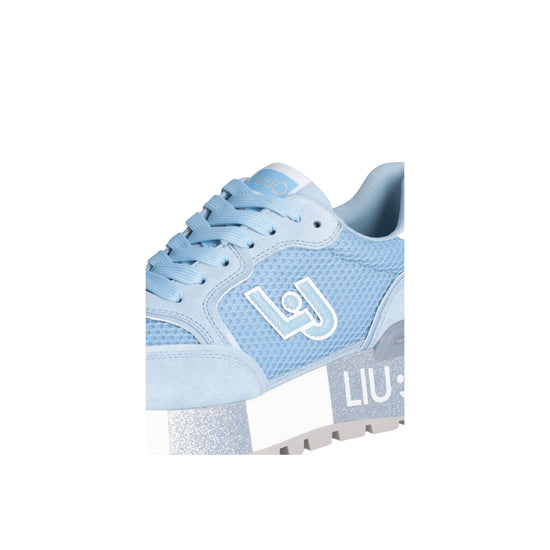 Dettaglio ravvicinato Sneakers con platform glitterata colore Azzurro
