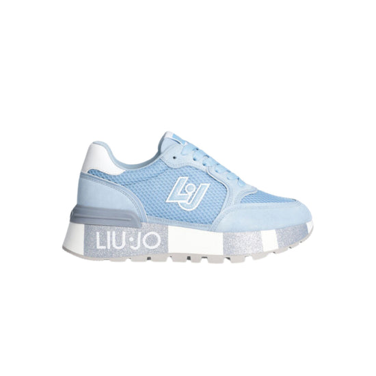 Sneakers con platform glitterata colore Azzurro
