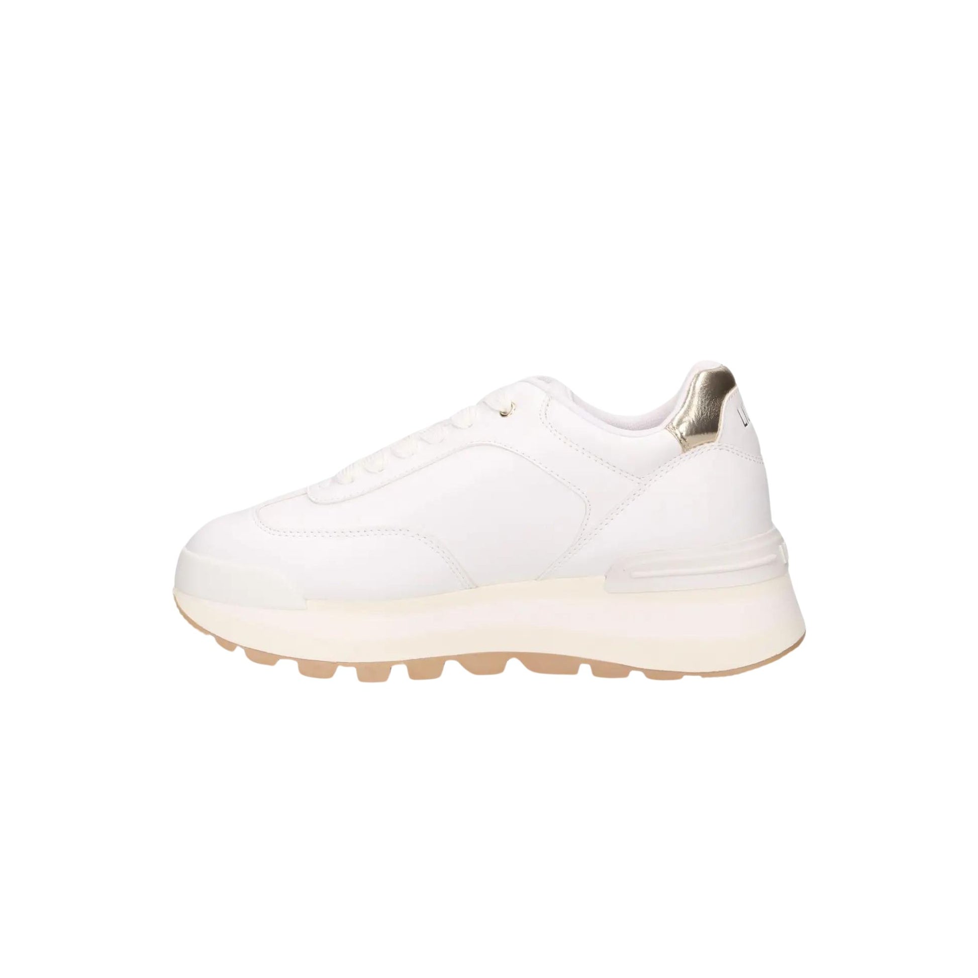 Sneakers in ecopelle con lacci e dettagli dorati colore Bianco