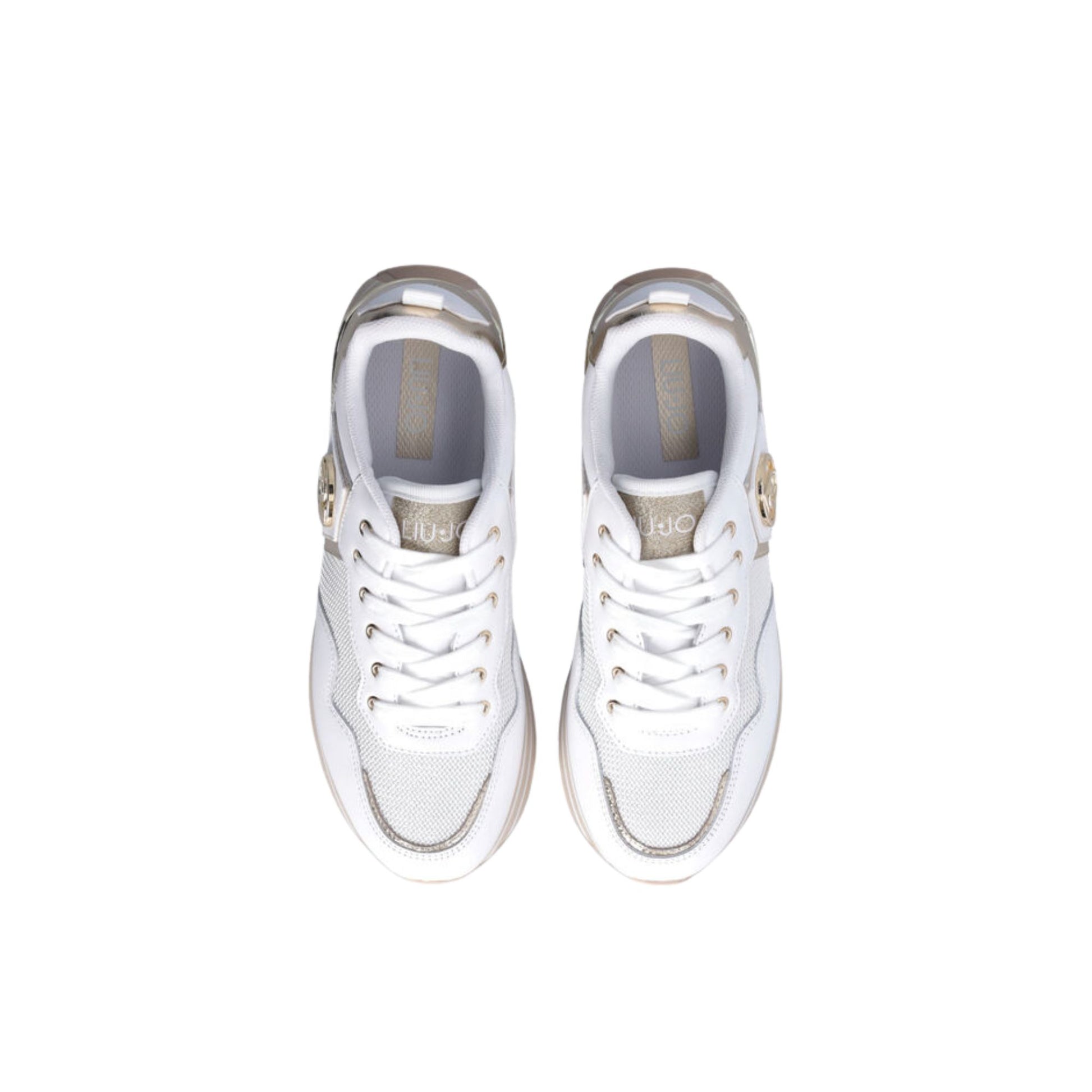 Immagine superiore Sneakers platform con inserti in pelle laminata e logo in metallo laterale