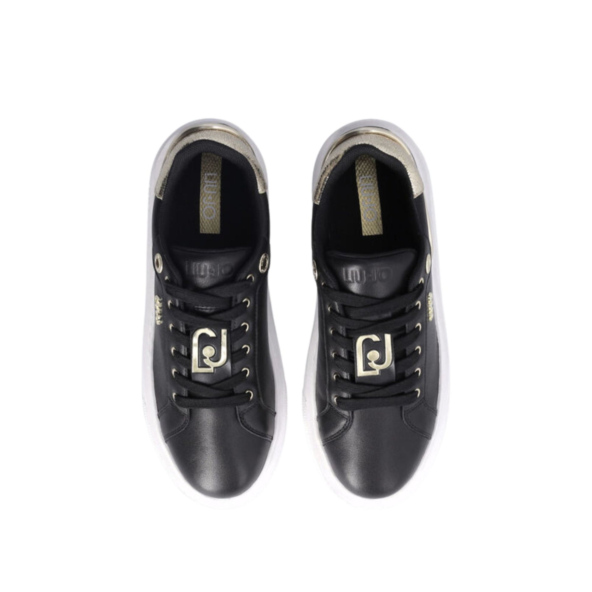 Immagine superiore Sneakers in pelle con dettaglio crackle e suola alta colore Nero