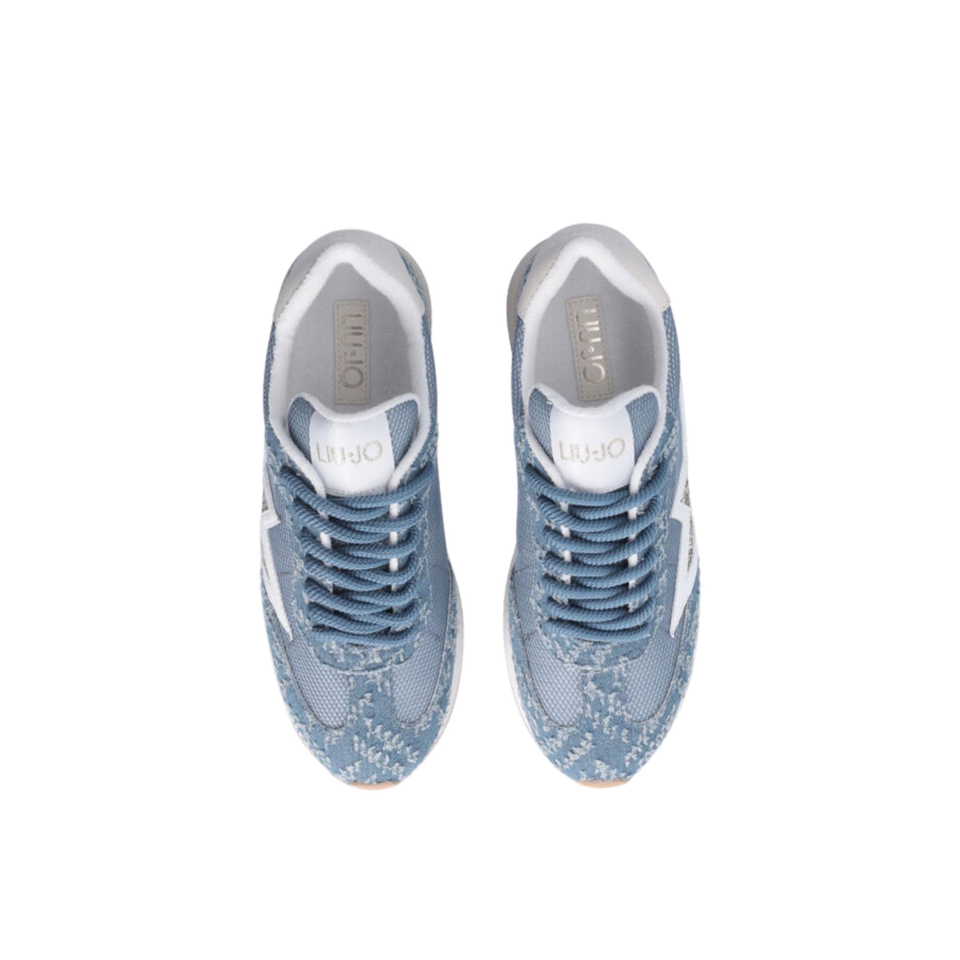 Immagine superiore Sneakers platform in denim con stella glitterata e lacci torchon