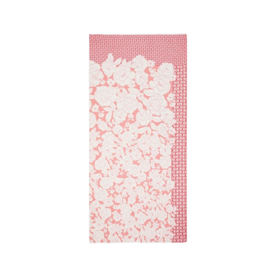 Stola in tessuto con fibre di bamboo e stampa a fiori colore Corallo 