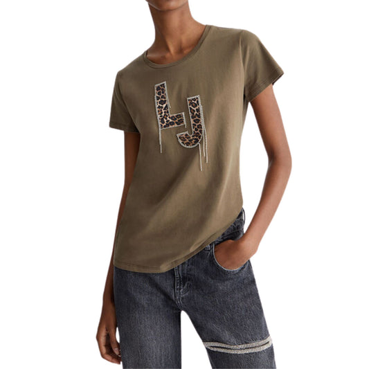 T-Shirt femme avec logo léopard