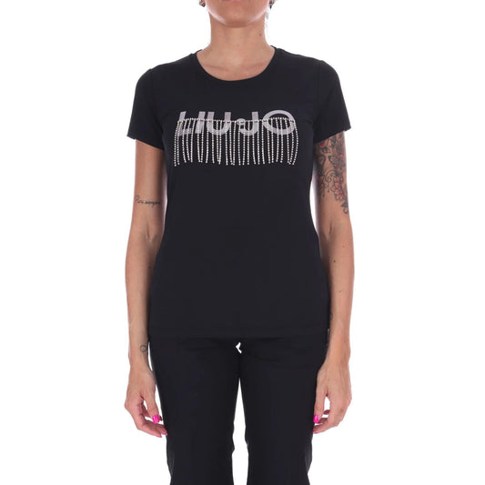 Women's T-Shirt with lettering logo with rhinestones
