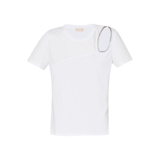 T-shirt donna con cut-out gioiello bianca