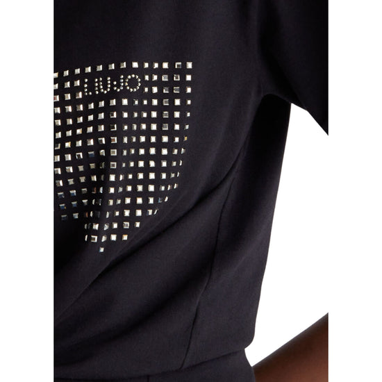 Dettaglio ravvicinato T-shirt con taschino con strass colore Nero