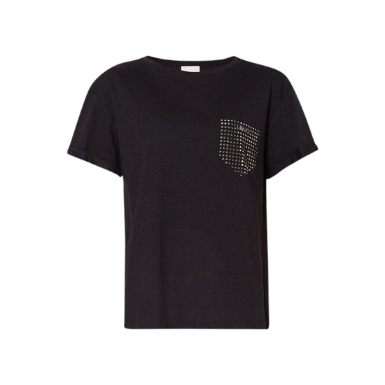T-shirt con taschino con strass colore Nero