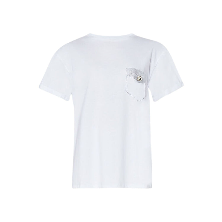 T-shirt con taschino con strass colore Bianco