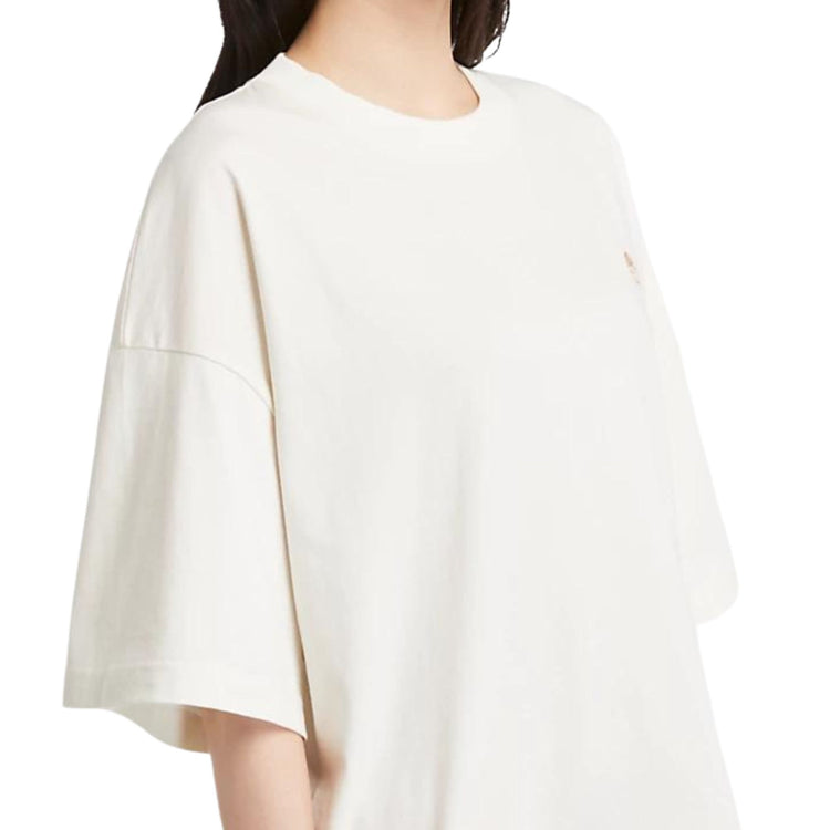 Dettaglio ravvicinato T-shirt in cotone oversize colore Bianco
