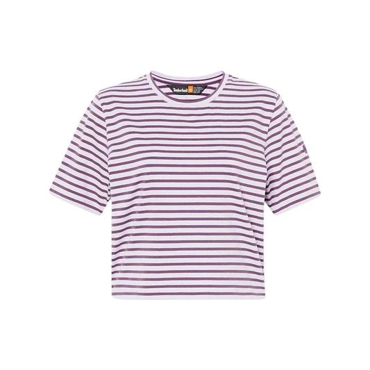 T-shirt cropped con righe sottili colore Viola