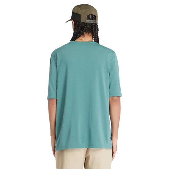 Retro modello con T-shirt con stampa sul petto e trattamento protezione UV colore Verde acqua