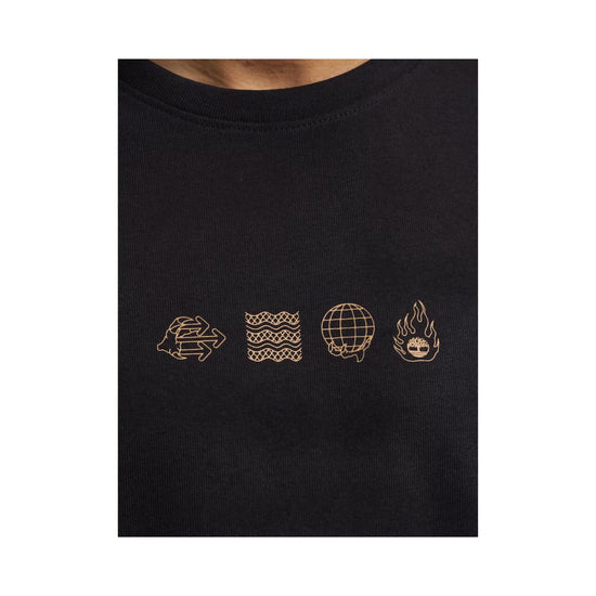 Dettaglio ravvicinato T-shirt a maniche corte con stampa Lunar New Year sul petto e sul retro colore Nero