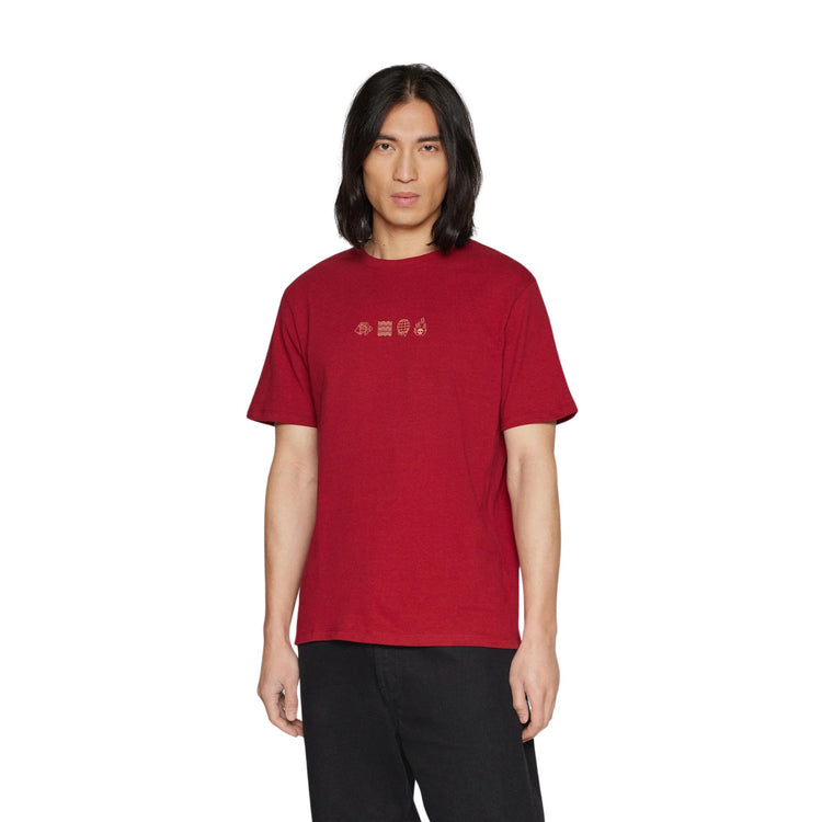 Modello con T-shirt a maniche corte con stampa Lunar New Year sul petto e sul retro colore Nero