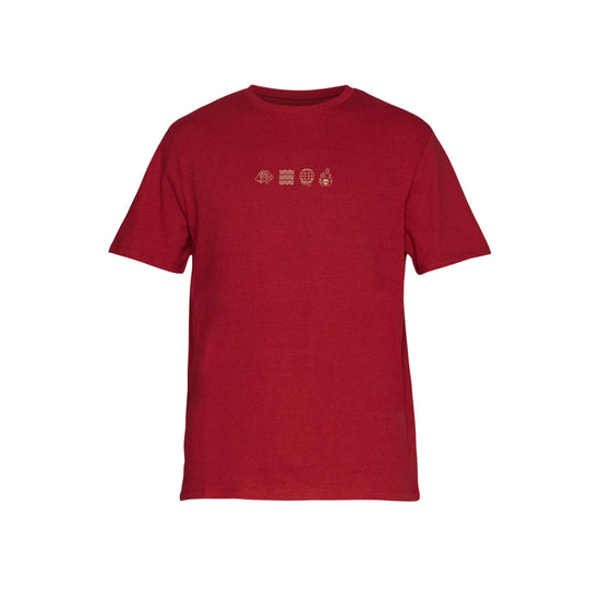 T-shirt a maniche corte con stampa Lunar New Year sul petto e sul retro colore Rosso