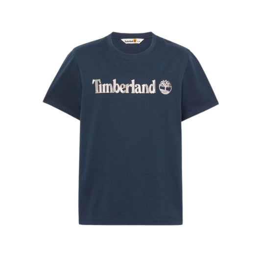 T-shirt in cotone con logo lettering con stampa sul petto colore Blu