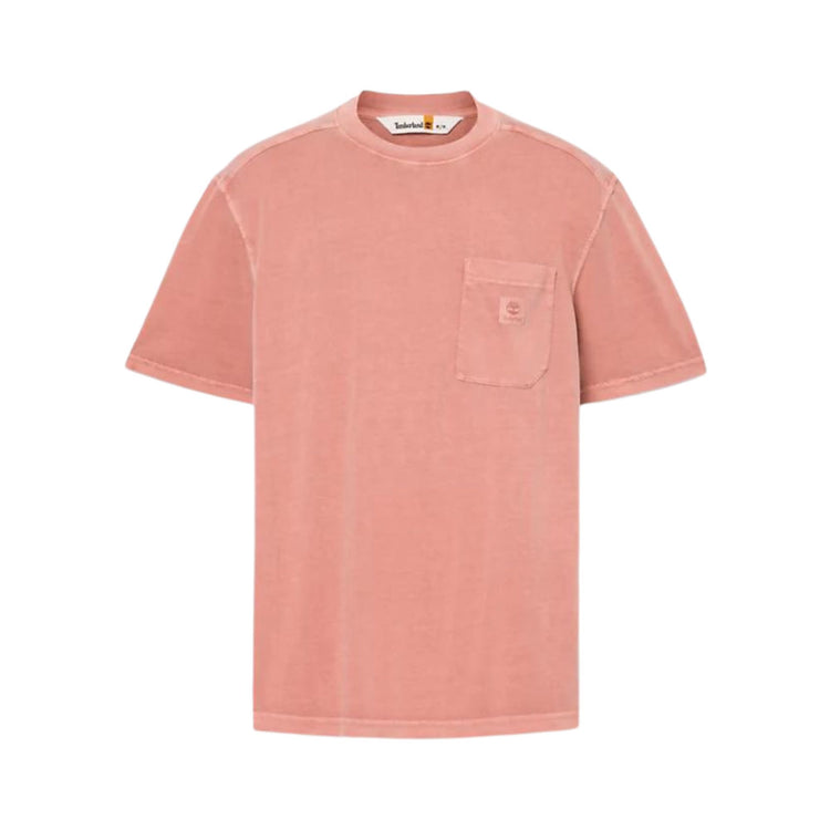 T-shirt in cotone con taschino sul petto colore Rosa