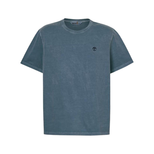 T-shirt in cotone con logo ricamato sul petto colore Blu