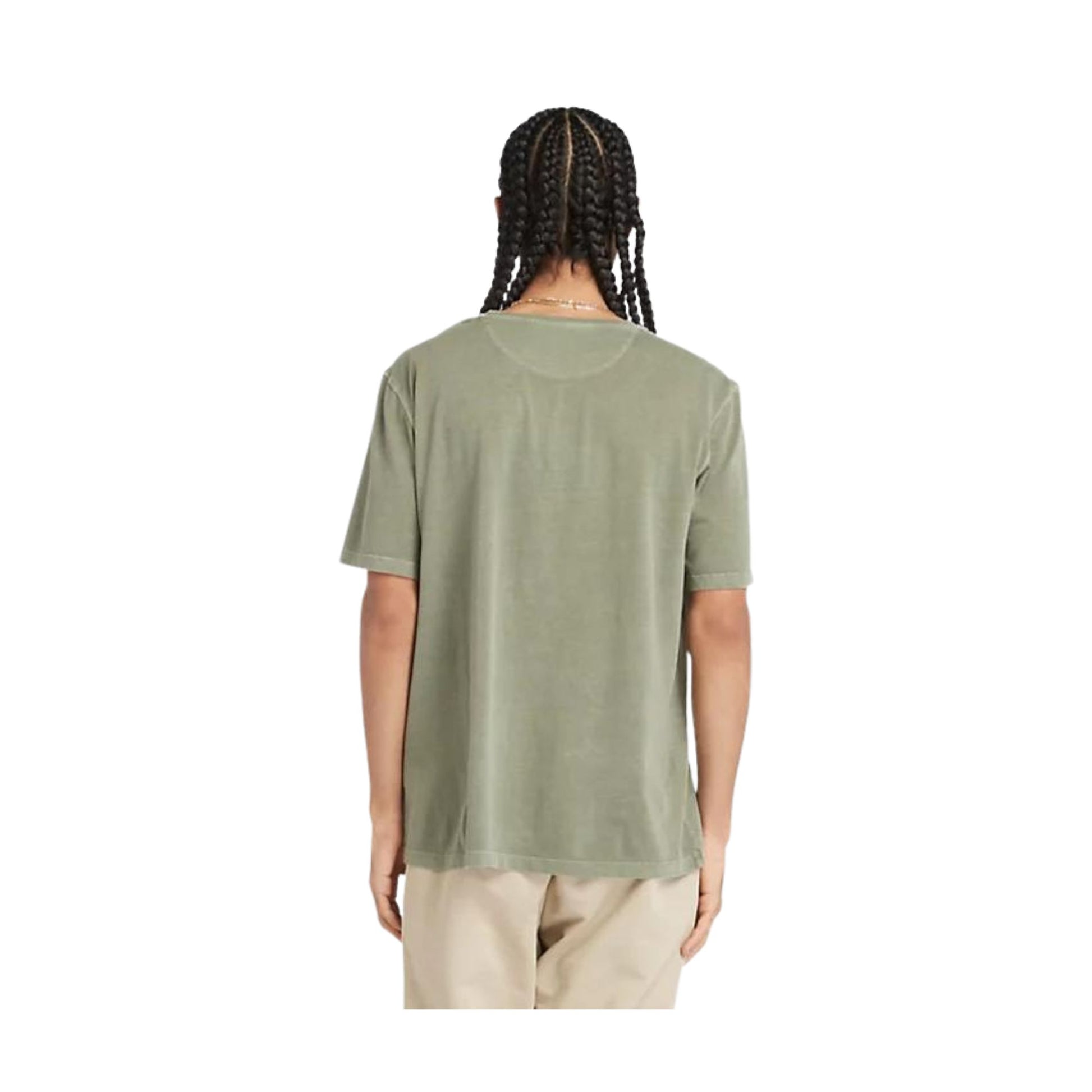 Retro modello con T-shirt in cotone con logo ricamato sul petto colore Verde