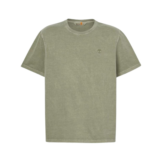 T-shirt in cotone con logo ricamato sul petto colore Verde