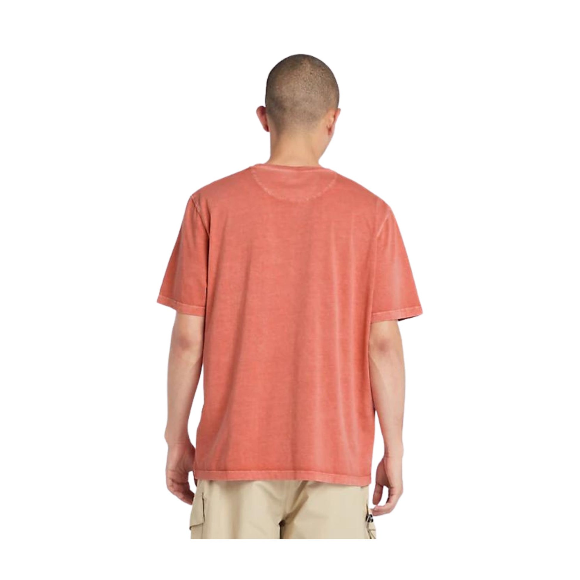 Retro modello con T-shirt in cotone con logo ricamato sul petto colore Arancione