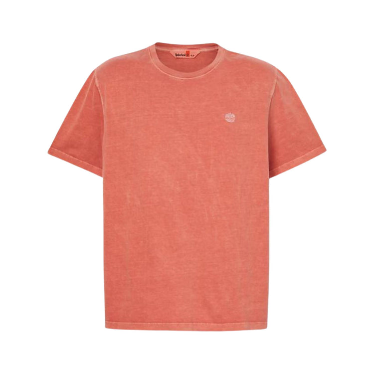 T-shirt in cotone con logo ricamato sul petto colore Arancione