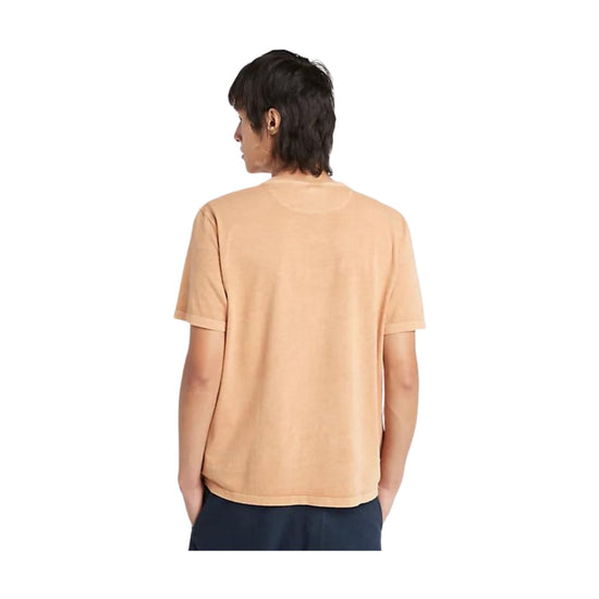 Retro modello con T-shirt in cotone con logo ricamato sul petto colore Giallo