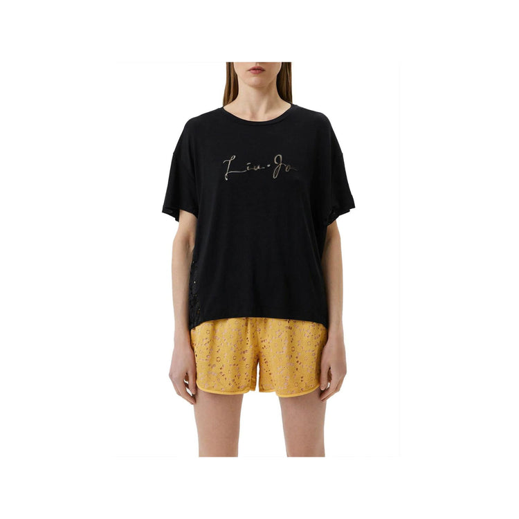 T-shirt femme avec empiècements en broderie anglaise