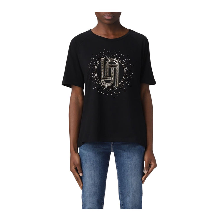 Eco-sustainable women's t-shirt with rhinestones