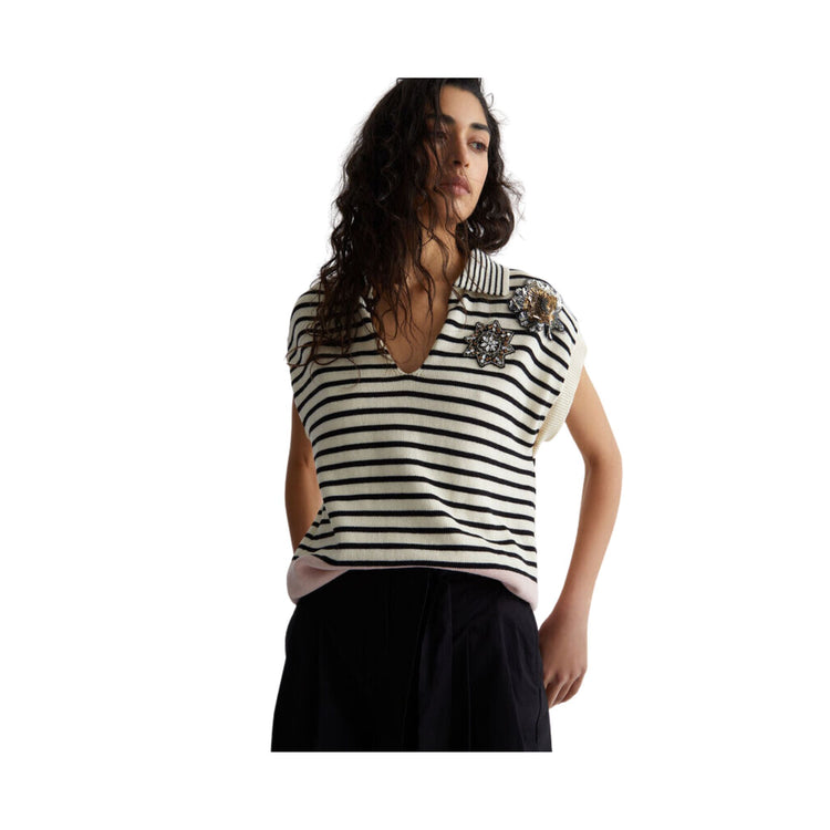 Women's striped knitted T-shirt