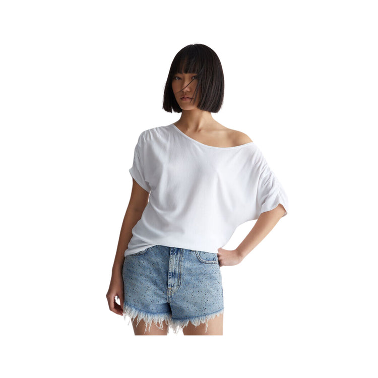 Pull femme manches froncées