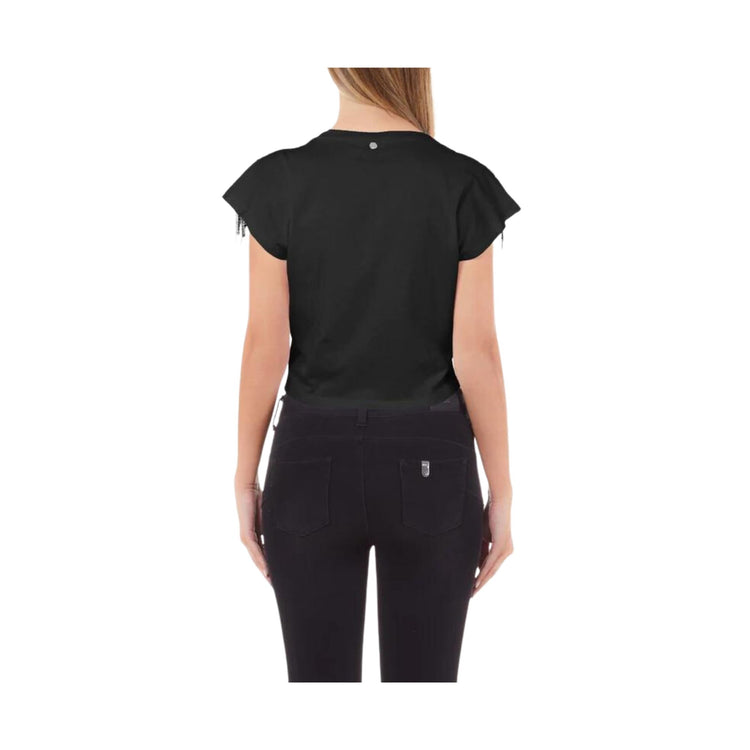 T-shirt femme avec perles sur les épaules