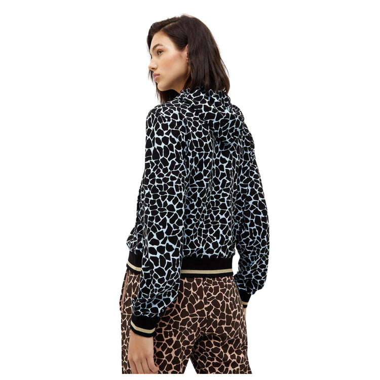 Felpa Donna con stampa animalier e zip