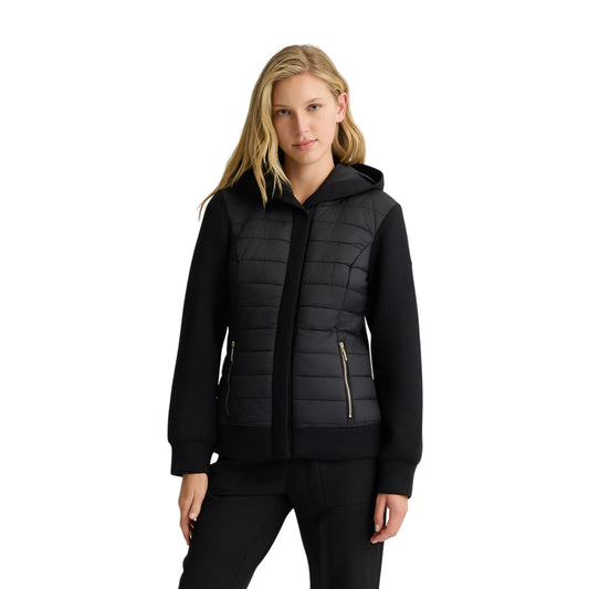 Giacca Donna in scuba nero modella frontale