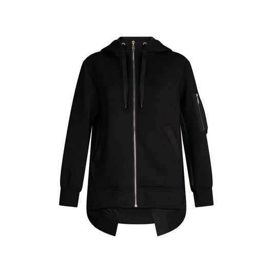 Giacca Donna in jersey nero con cappuccio