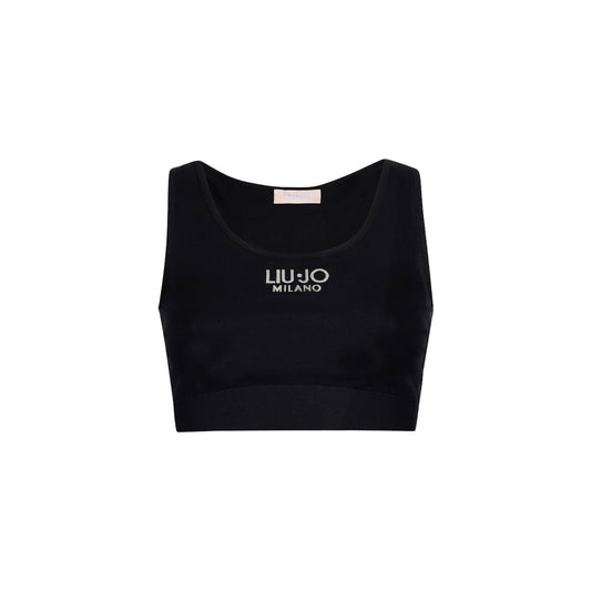 Crop Top Donna in jersey Nero