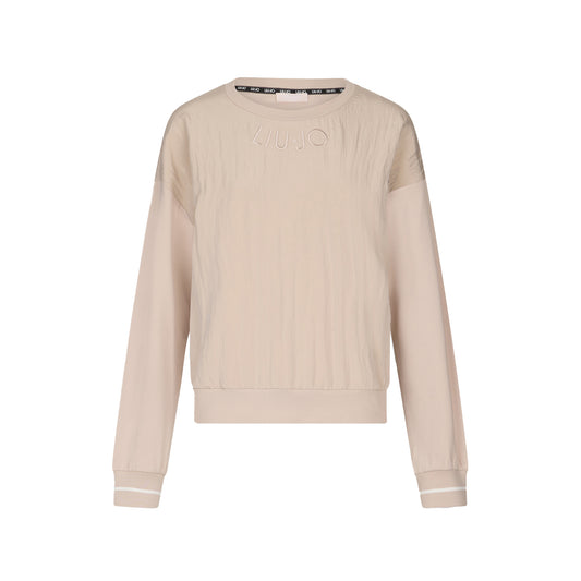 Felpa Donna con logo ricamato sur ton Beige