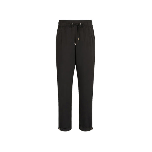Pantaloni Donna cropped in misto bambù stretch nero